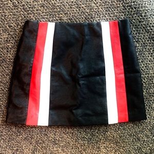 Faux leather skirt with stripes